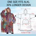 thumbnail image 4 of Oversized Wearable Blanket Hoodie,Multicolor Ethnic Diamond Pattern Sherpa Blanket Hoodie with Super Pockets,Super Warm Fuzzy Pullover for Women & Men, 4 of 6