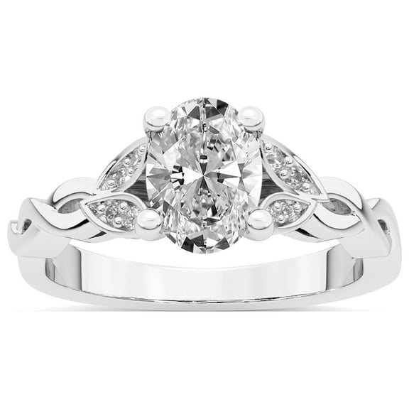 IGI Certified 1 Carat Oval Shape Lab Grown Diamond Engagement Ring | 14K White Gold |Letitia Side Stone Diamond Ring | FG-VS1-VS2 Quality Friendly Diamonds
