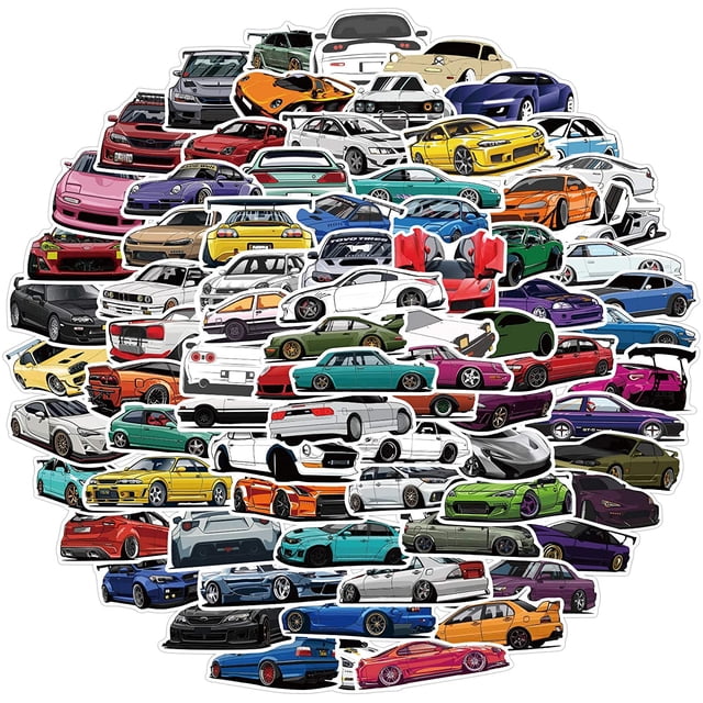 100 pegatinas de carreras JDM – pegatinas de vinilo impermeables para coche vsco para niños, portátil, botella de agua, botella de agua, casco de niños, paquete de pegatinas de pegatinas de coche de ordenador Ormromra WMZL-2186