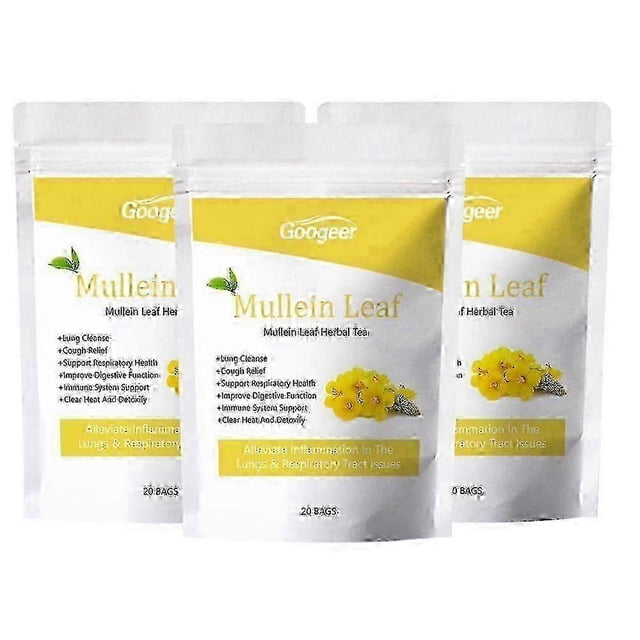 Mullein Leaf Tea Bags Herbal Lung Cleansing Breathing Cough Relieve Tea, 20 Bags/Pack