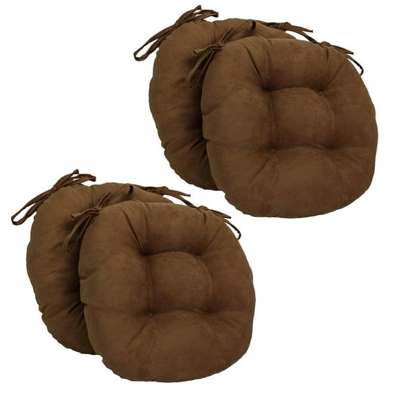 Blazing Needles 16-inch Solid Micro Suede Round Tufted Chair Cushions (Set of 4)