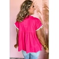 thumbnail image 4 of Women's Strawberry Pink Geometric Embroidered Tassel Tie V Neck Blouse, 4 of 8