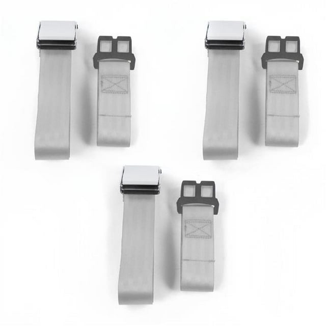 VW Type 3 Squareback Airplane 2 Point Gray & Grey Lap Bench Seat Belt Kit - 3 Belts