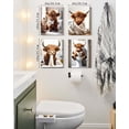 thumbnail image 3 of Drsoum Funny Highland Cow Bathroom Wall Art Rustic Cute Bathroom Canvas Prints for Bathroom Restroom Decor 8x10in4pcs Natural Framed, 3 of 5