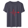 thumbnail image 4 of Qiopertar Mode Adulte Manches Courtes Col Rond Impression de la Saint-Valentin Blouse Décontractée T-Shirt Hauts Chemise Liquidation Livraison Gratuite Offres de la Semaine Liquidation, 4 of 5