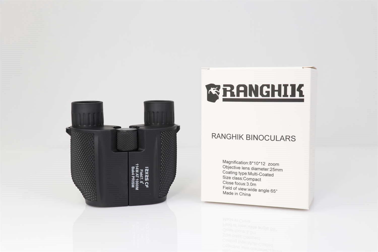 RANGHIK 10X12 Compact Binoculars Black for Adults and Kids for Bird Watching