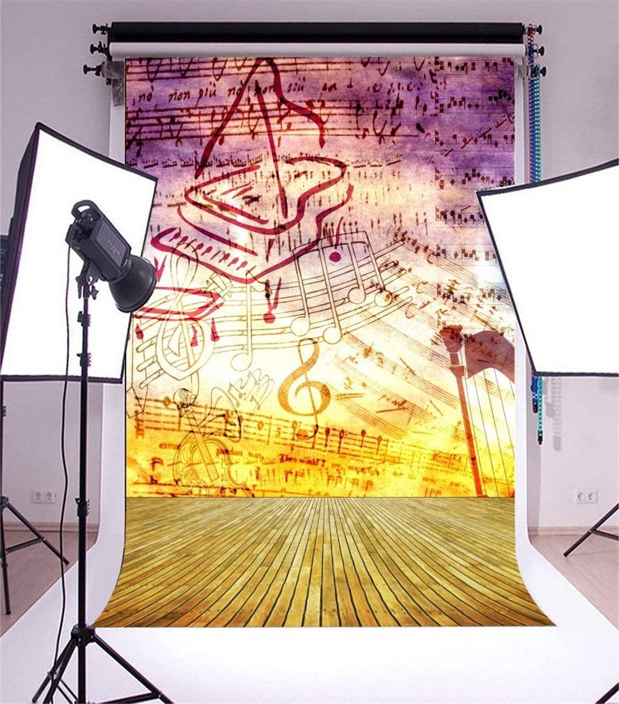 ABPHOTO 5x7ft Photography Backdrop Abstract Music Notes Piano Wall ...