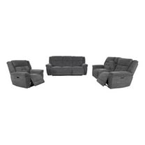 Pemberly Row Bristol Grey Power Reclining Sofa Loveseat and Recliner