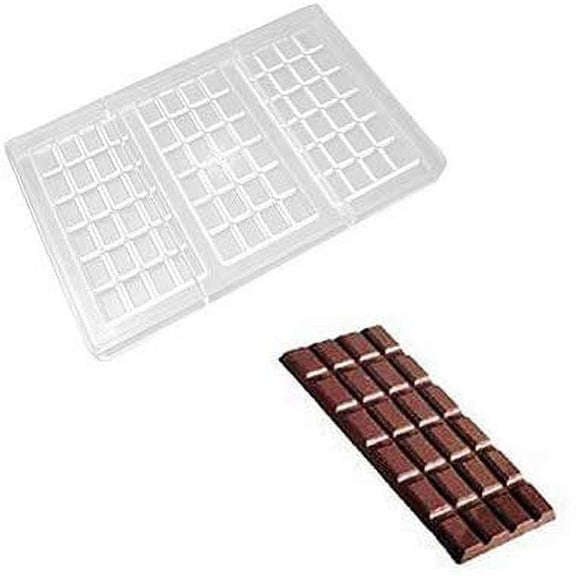 O'Creme Clear Polycarbonate 1-Piece Chocolate Mold Transparent Candy Mould, Rectangles Bar, 3 Cavities