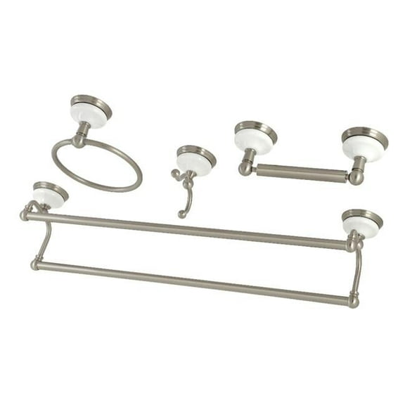 5.06 in. Victorian Dual Towel Bar Bathroom Hardware Set, Brushed Nickel - 4 Piece