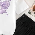 thumbnail image 4 of ITSAME Girls Outfit 2-Piece, Round Neck Bow Printed Top and Casual Pants Summer Casual Fashion Set for Kids White Size 2-3T, 4 of 5