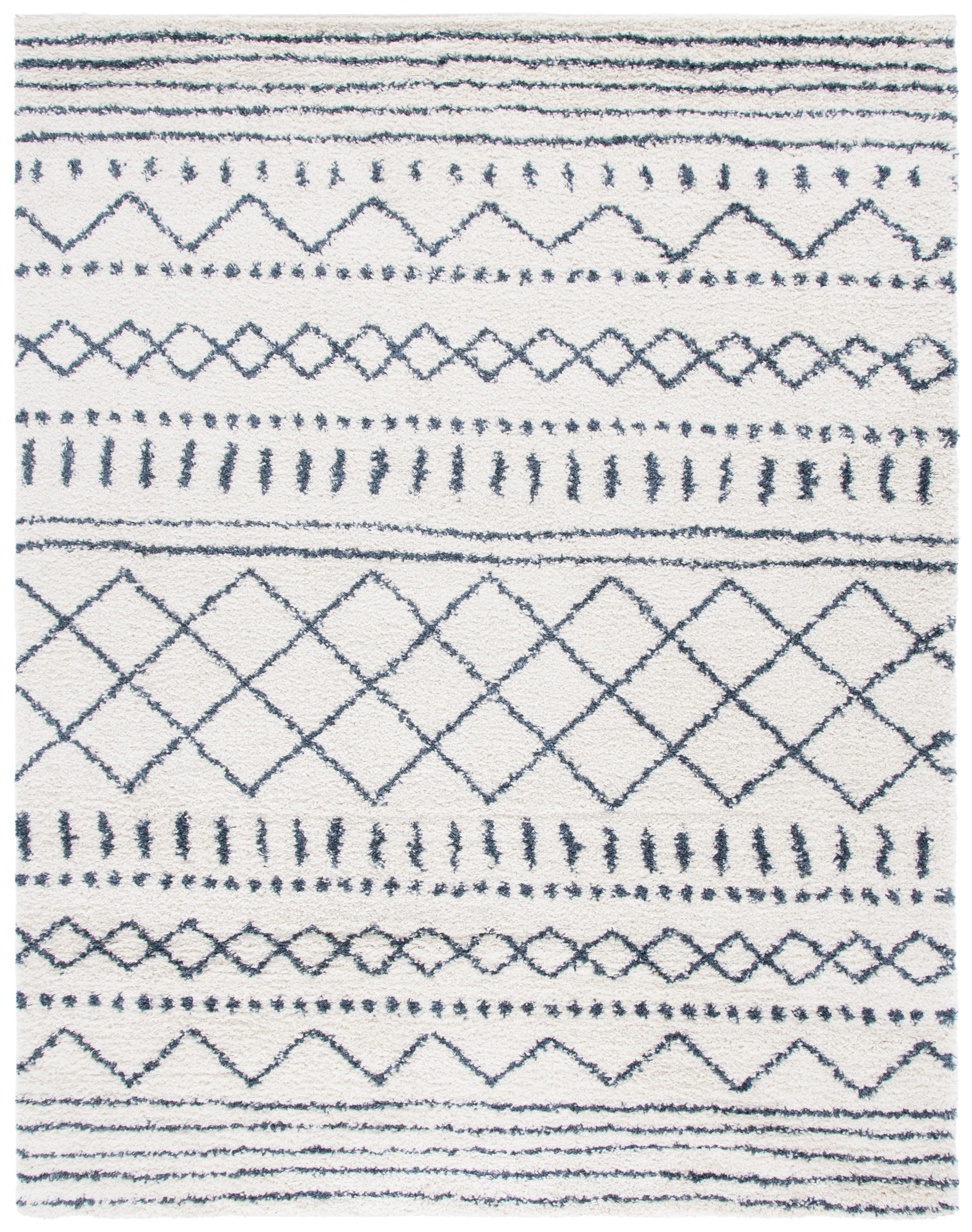 Safavieh Arizona Teagan Geometric Shag Area Rug, Ivory/Slate, 11' x 15'