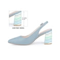 thumbnail image 2 of BLISSFUL STEP Slingback Strap Pointed Toe Sandals Colorful Chunky Heel Pumps for Women Haze Blue 8.5, 2 of 7