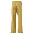 thumbnail image 6 of vigerkar Wide Leg Pants Woman Linen Palazzo High Waisted Drawstring Summer Casual Business 2025 Beach Vacation Pants Yellow, M, 6 of 6