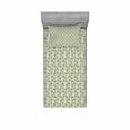 thumbnail image 2 of Ambesonne Floral Fitted Sheet & Pillow Sham Set, Ornamental Botanical Theme, Queen, Pale Green Yellow, 2 of 3