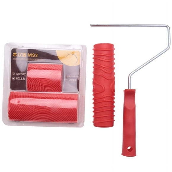 Rodillo de pintura con patrón empático de 7 pulgadas + 2 herramientas de pintura con vetas de madera, herramienta de imitación de vetas de madera para papel tapiz artístico, juego de herramientas de
