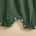 thumbnail image 5 of Beilxfa Baby Girl Clothes Outfits Infant Summer Bowknot Ruffle Sleeveless Jumpsuit Cotton Linen Newborn One-Piece Rompers with Headband, 5 of 7
