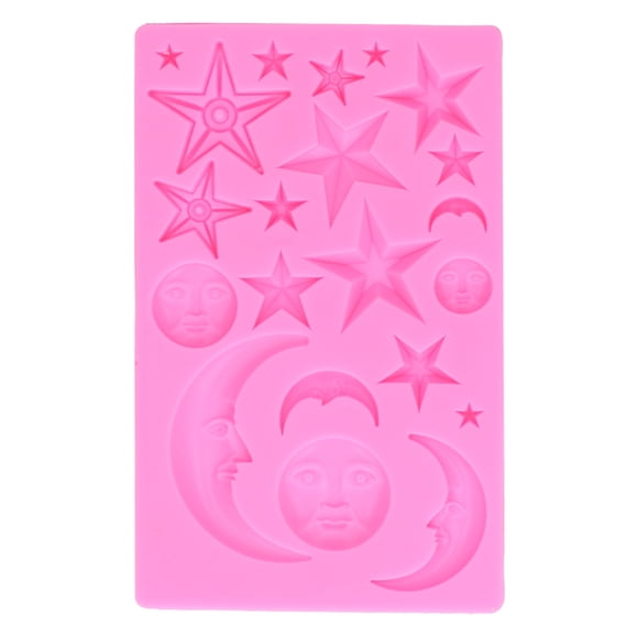 Star Moon Face Shape Mold Silicone Mold DIY Chocolate Cake Mould Baking Tool for Home BakeryPink