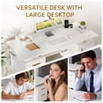 thumbnail image 4 of Furnibear Computer Desk with 2 Drawers and Storage Cabinet, Modern Home Office Desk with Built-in Outlets, USB Ports, White, 4 of 7