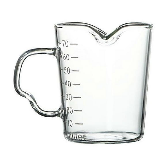 Thickened Glass Double Mouthed Milk Mixing Cup, Graduated Mini Glass Coffee Cup