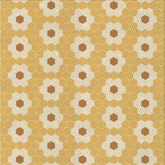 Ahgly Company Tapis d'Intérieur Lavable en Machine Carré Jaune Transitionnel, 8 Pieds Carré