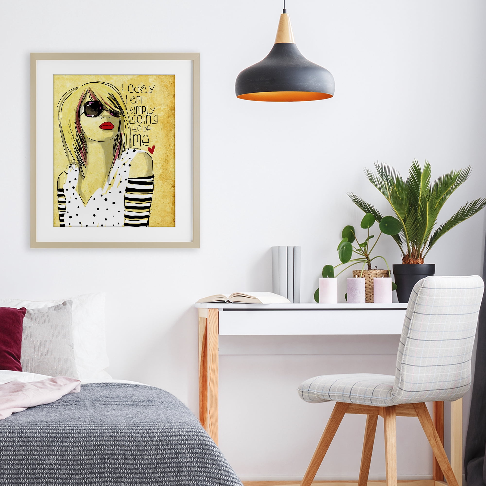 Stupell Industries Today I Am Simply Me Birch Framed Print Under Glass, design by Suzanne Millius
