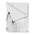 thumbnail image 2 of Wolf Soft Flannel Fleece Throw Blanket, Hand Drawn Monochrome Sketch of a Howling Canine Tattoo Pattern Illustration, Cozy Plush for Indoor and Outdoor Use, 60" x 80", Black Grey White, by Ambesonne, 2 of 5