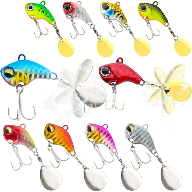 Fishing Jigs Metal Fishing Spoons Lures, Blade Bait Spinner Long Casting Jigging  Spoon Lure Vertical Hard VIB Swimbait for Walleye Bass Trout Freshwater &  Saltwater 