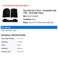 thumbnail image 2 of Floor Mat Set 3 Piece - Compatible with 1992 - 2018 GMC Yukon 1993 1994 1995 1996 1997 1998 1999 2000 2001 2002 2003 2004 2005 2006 2007 2008 2009 2010 2011 2012 2013 2014 2015 2016 2017, 2 of 2