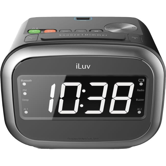 LED Alarm Clock with Bluetooth Speaker Black