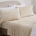 thumbnail image 1 of Velvet Plush Sheet and Pillowcase Set with Extra Deep Pockets | Extra Soft Micro Fleece Sheet Set | Ultra Plush and Cozy Warmth | Velvety Soft Heavyweight | Tribeca Collection (Queen, Beige), 1 of 7