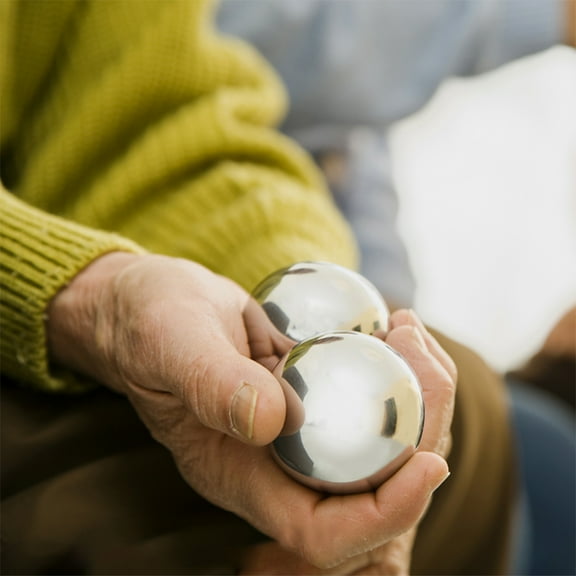 Amosfun 4Pcs Baoding Balls Silver Therapy Ball For Physical Therapy Hand Exercise