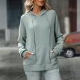 thumbnail image 4 of Fashion Solid Color Hooded Long Sleeved Pullover Sweatshirt Hooded Sweatshirt Top Green, 4 of 7