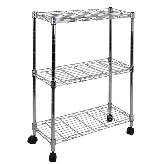 FITHOOD Oceanstar 3-Tier Shelving All-Purpose Utility Cart, Chrome