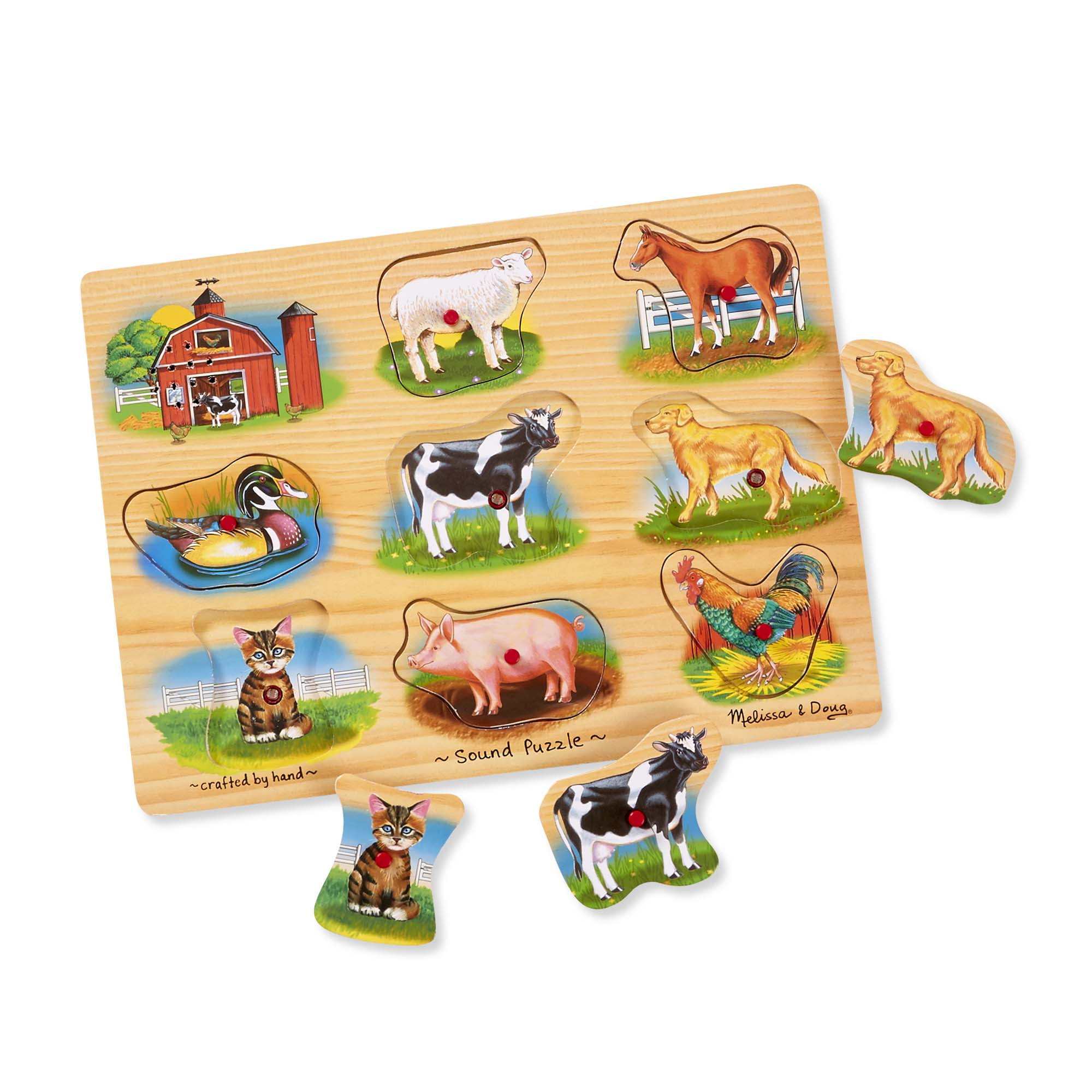 Wooden Farm Animals Peg Puzzle 