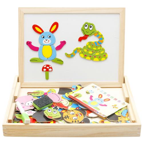 Magnetic Jigsaw Puzzle Board Wooden Toys Multifunctional Travel
