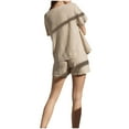 thumbnail image 4 of Annhoo Women’s 2 Piece Summer Outfits Short Sleeve Tie Front Tops and Shorts Loose Beach Lounge Clothes Sets, 4 of 7