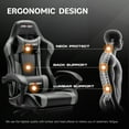 thumbnail image 3 of JONPONY Big and Tall Gaming Chair, Ergonomic Design, Gamer Chair PU Leather with Footrest and Lumbar Support, High Back Office Chair Support 8 Hours Long Sitting, Computer Chair,Black Grey, 3 of 9
