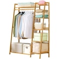 thumbnail image 2 of Clothing Rack, Freestanding Garment Hanger with Integrated Shoe Rack and Multi-Tiered Shelves, Wardrobe Storage for Bedroom and Hallway, 43.3x15.7x55.1 Inch Natural, 2 of 11
