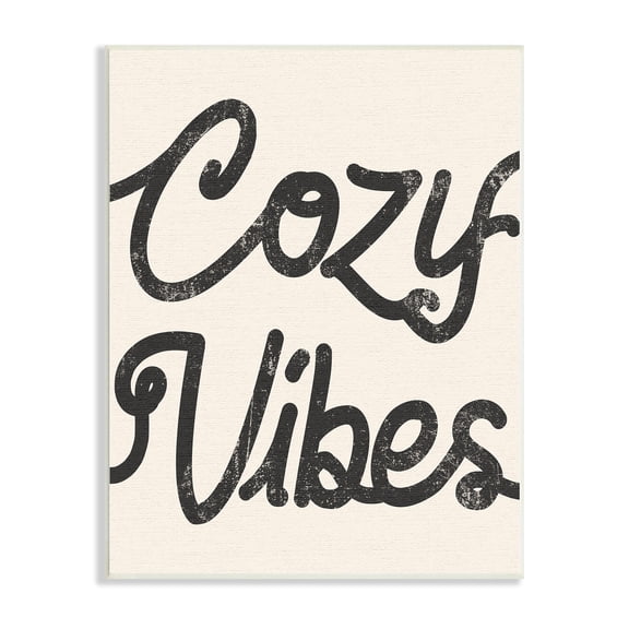 Stupell Industries Cozy Vibes Retro Vintage Typography Phrase Wood Wall Art, 13 x 19, Design by Lil' Rue