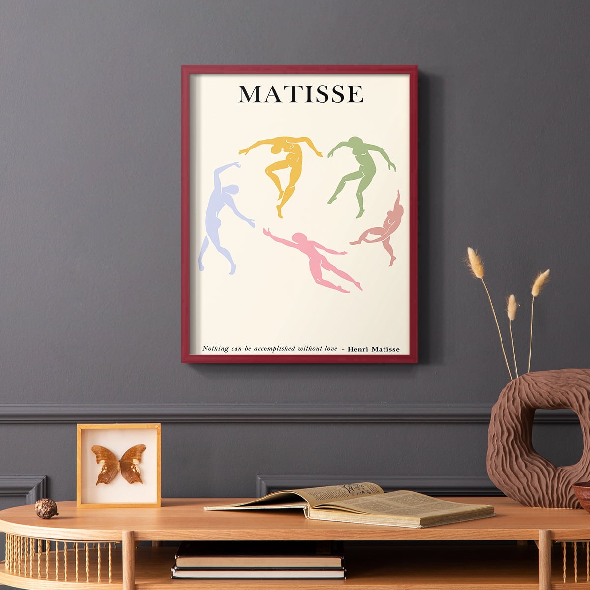 Matisse CDLXXXIII in Red Solid Wood Framed Print No Nail Hanging