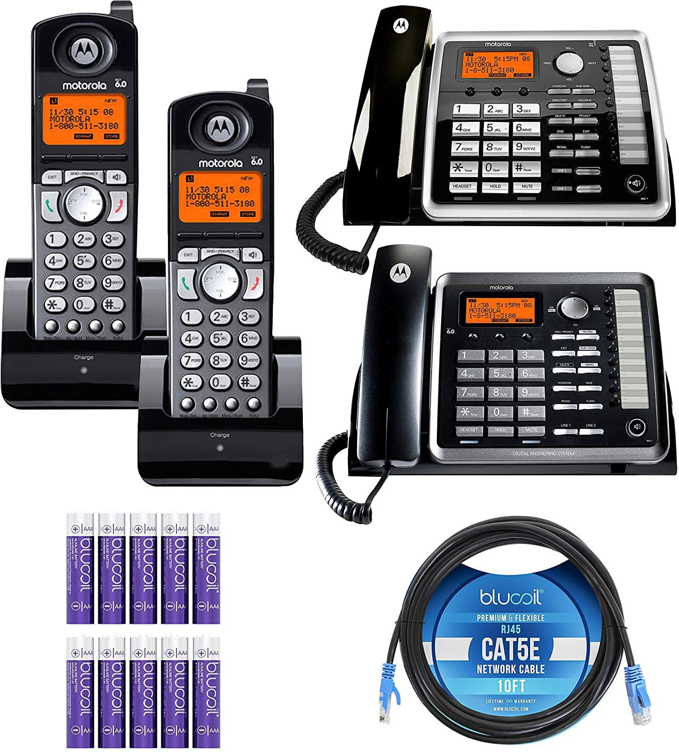 Motorola ML25254 2Line Corded Phone with Cordless Handsets, Cat5e
