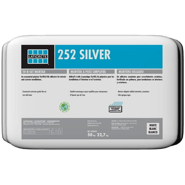 LATICRETE 252 Silver Cementitious Thin-Set Powder 50 Lb. Bag Grey