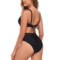 thumbnail image 6 of Ocean Blues Women's V Neck Mesh Splicing&nbsp;Bikini Swimsuit Set for Women Swimwear Two Piece Bathing Suits Size L, 6 of 7