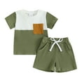 thumbnail image 2 of Bagilaanoe 2pcs Toddler Baby Boy Shorts Set Contrast Color Short Sleeve T Shirt Tops + Shorts 6M 12M 18M 24M 3T Kids Casual Summer Clothes, 2 of 9