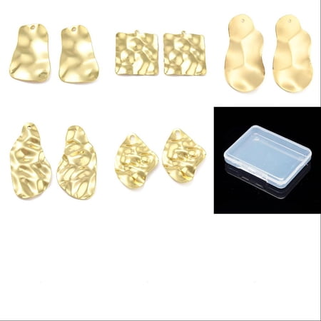 12Pcs 6 Style Rack Plating Eco-Friendly Brass Pendants Cadmium Free Lead Free Textured Charm Mixed Shapes Real 18K Gold Plated