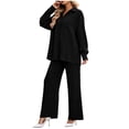 thumbnail image 2 of Zekutng 2 Piece Sets for Women Textured Button Down Shirt Wide Leg Pant 2-Piece Linen Co-ord Set,Sizes S-2XL, 2 of 6