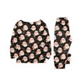 thumbnail image 7 of Wuceii Christmas Pajamas Family Matching Set - 2 piece Cute Black Santa Claus Print Long Sleeve Top & Pants Pajamas, Holiday Movie Night Loungewear Jumpsuit for Christmas Eve for 9 Years Pjs, 7 of 7