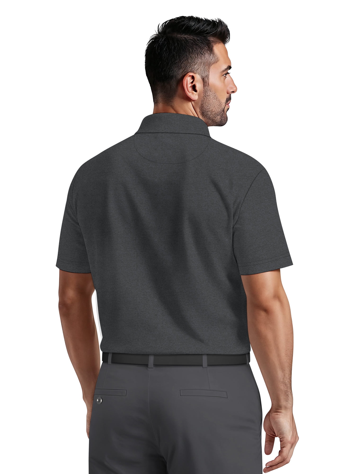 Ben Hogan Men's & Big Men's Performance Front Panel Printed Short Sleeve Polo Shirt, up to 5XL