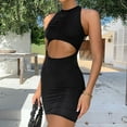 thumbnail image 5 of IROINNID Women's Sleeveless Bodycon Dress Round Neckline Sexy Slim Hollowing Party Club Dress Strapless Dress, 5 of 9